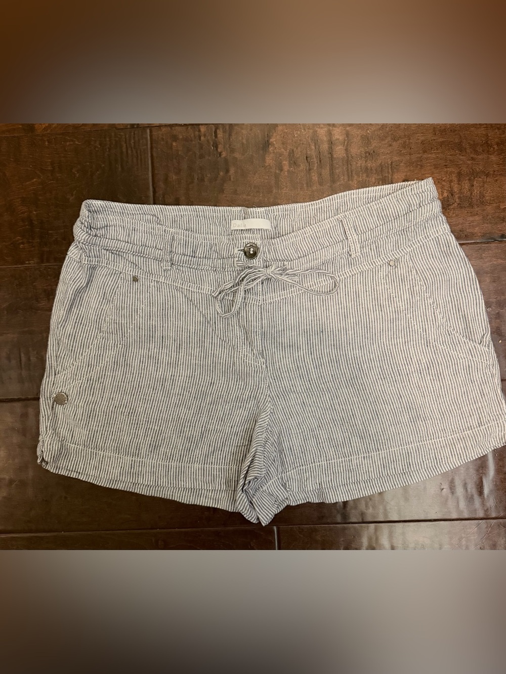 Dalia Blue and White Striped Tie-Waist Shorts